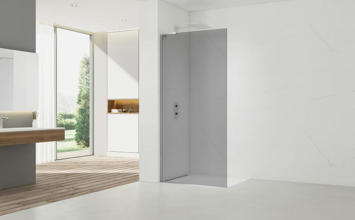 Dušo sienelė SAT Walk-in 80 cm, chromo spalvos, su dūmintu stiklu ir EasyClean danga