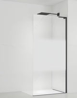 Juoda walk-in dušo sienelė SAT Walk-in 80 cm iš skaidraus grūdinto stiklo su matine juosta