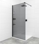 SAT Walk-in walk in Dušo-Sienelė 90 cm juodos spalvos, su matiniu stiklu ir dūminiu efektu.