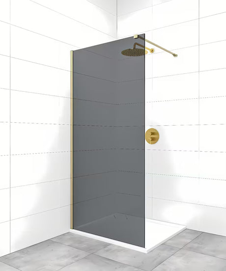 Walk-in dušo sienelė SAT Walk-in 90 cm su dūminiu stiklu ir žalvario profiliais