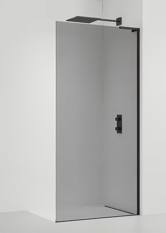 Dušo sienelė SAT Walk-in 90 cm, juodos spalvos, iš grūdinto stiklo su Easy Clean danga.