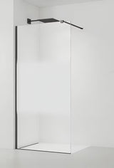 SAT Walk-in walk in Dušo-Sienelė 90 cm, juodos spalvos, su skaidriu stiklu ir matine juosta