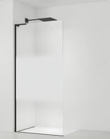 Juoda walk-in dušo sienelė SAT Walk-in 90 cm su skaidriu stiklu ir matine juosta