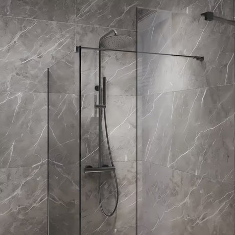 Walk-in dušo sienelė SAT Walk-in su skaidriu stiklu ir PVD Gun metal profiliais