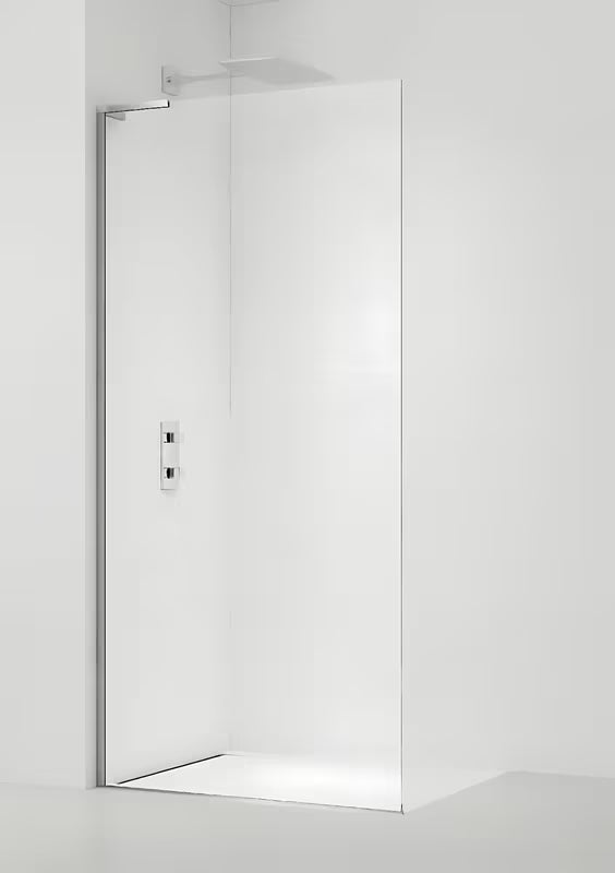 Walk-in dušo sienelė SAT Walk-in 90 cm chromo spalvos su skaidriu stiklu ir berėmiu dizainu.