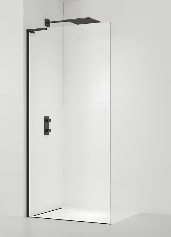 SAT Walk-in walk in Dušo-Sienelė 90 cm juodos matinės spalvos su skaidriu stiklu