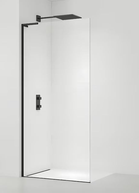SAT Walk-in walk in Dušo-Sienelė 90 cm juodos matinės spalvos su skaidriu stiklu