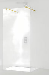 Walk in Dušo-Sienelė SAT Walk-in 90 cm su skaidriu stiklu ir auksiniais tvirtinimo laikikliais
