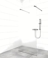 Tvirtinimo laikiklis SAT Walk-In su PVD dangos gun-metal spalvos paviršiumi pro walk-in dušo sienelei.