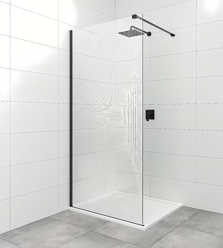 Juodas tvirtinimo laikiklis SAT Walk-in su lankstais pro stabiliam walk-in stiklo tvirtinimui