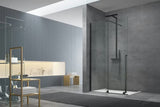 Walk in Dušo-Sienelė SAT Xmotion 110 cm juodos spalvos, su skaidriu stiklu ir stumdomomis durimis.