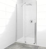 Dušo durys nišai SAT Xmotion 110 cm, blizgaus chromo apdailos, su skaidriu berėmiu stiklu