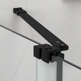 Slankiojančios dušo durys SAT Xmotion 110 cm, juodos spalvos, skaidrus stiklas, berėmis dizainas.