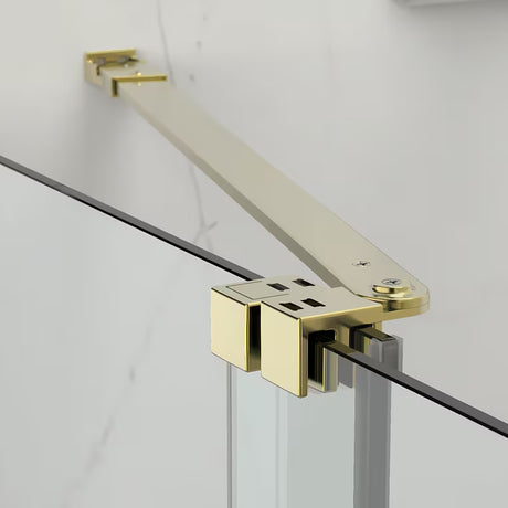 Slankiojančios dušo durys SAT Xmotion 120 cm nišai, blizgios aukso spalvos, su skaidriu stiklu