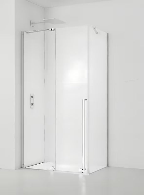 Dušo kabina SAT Xmotion 120x80 cm su skaidriu stiklu, slankiojančiomis durimis ir chromo apdaila