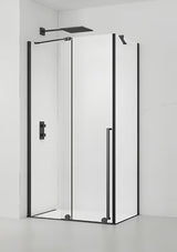 Dušo kabina SAT Xmotion 120x90 cm juodos spalvos, su skaidriu stiklu ir slankiojančia sistema