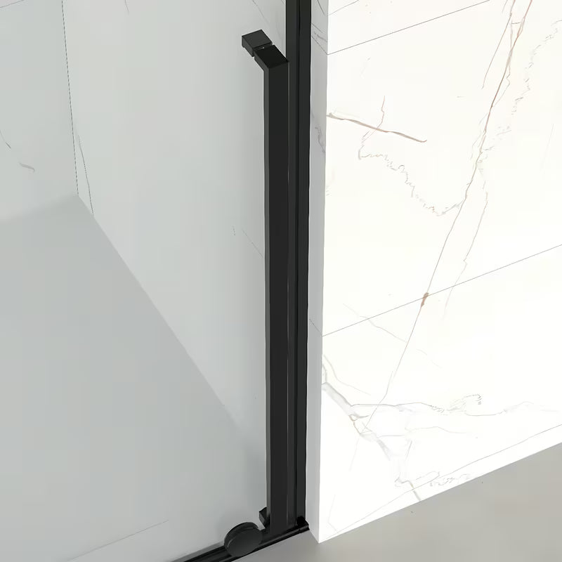 Walk in dušo-sienelė SAT Xmotion 140 cm su skaidriu stiklu, slankiąja sistema ir juodais profiliais