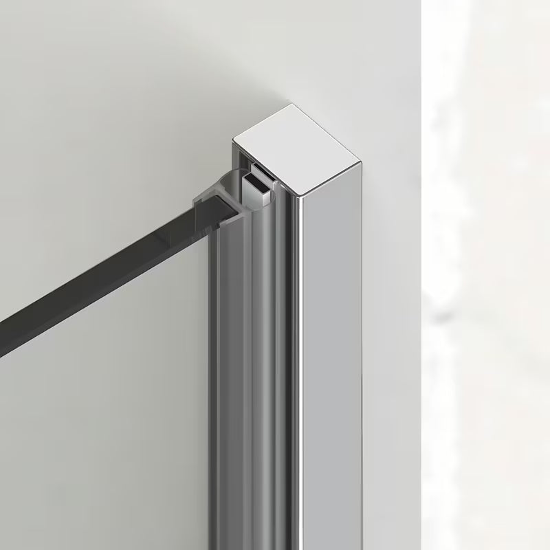 Dušo durys SAT Walk-In Xmotion nišai 140 cm, blizgaus chromo spalvos, su skaidriu stiklu ir slankiojančia sistema