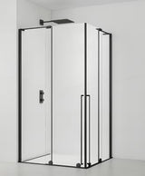 Kvadratinė dušo kabina SAT Walk-In Xmotion 90x90 cm juodos spalvos su skaidriu stiklu