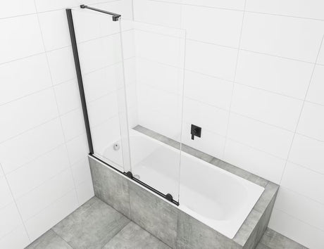 Slankiojanti vonios sienelė SAT Walk-In Xmotion su skaidriu stiklu ir juodais profiliais