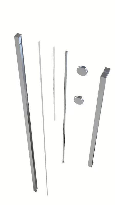 Montavimo komplektas pro walk-in SAT Walk-In Xmotion, chromo spalvos, su profiliu, rankena, bėgeliais ir ratukais