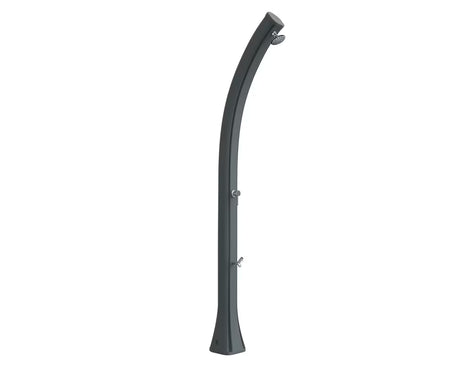 Antracito spalvos lauko saulės dušas SAT su pasukama viršutine dušo galva ir apatiniu vandens išvadu pro kojoms nuskalauti