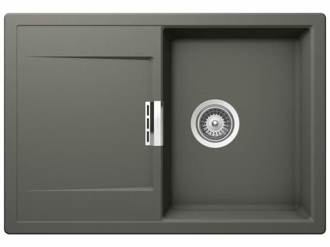 Granitinė virtuvės plautuvė Schock Mono D100S su nusausinimo plokštuma, stone spalvos, pro montavimas ant stalviršio .
