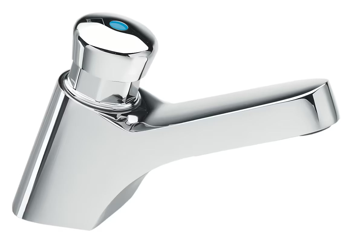 Savaime užsidarantis pastatomas praustuvo ventilis Silfra Quik, chrome versija su laikiniu jungikliu.