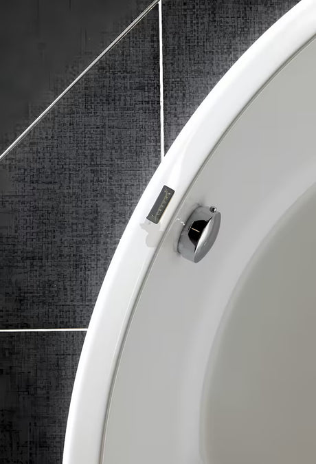 Chromuotas automatinis sifonas voniai Silfra su metaliniu valdymo mygtuku ir kamščiu su dangteliu