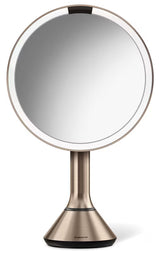 Kosmetinis veidrodėlis Simplehuman Dual Touch, spalva – rose gold, su Tru-lux LED apšvietimu ir jutikliniu ryškumo valdymu.