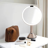 Kosmetinis veidrodėlis Simplehuman Dual Touch, spalva rose gold, su Tru-lux LED apšvietimu ir jutikliniu ryškumo valdymu.