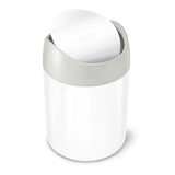 Stalinis šiukšliųdėžė  Simplehuman Mini bin baltos spalvos plieno apdailos su atverčiamu dangčiu
