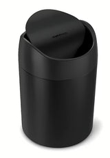 Juodas stalinis šiukšliųdėžė  Simplehuman Mini su atverčiamu dangčiu, 1,5 l talpos.