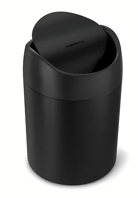 Juodas stalinis šiukšliųdėžė  Simplehuman Mini su atverčiamu dangčiu, 1,5 l talpos.