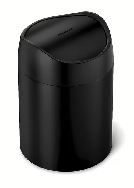 Juodas stalinis šiukšliųdėžė  Simplehuman Mini su atverčiamu dangčiu, 1,5 l talpos.