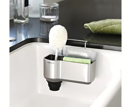 Laikiklis kempinės laikiklis Simplehuman Sink caddies iš šlifuoto nerūdijančio plieno su laikikliu ir siurbtukais