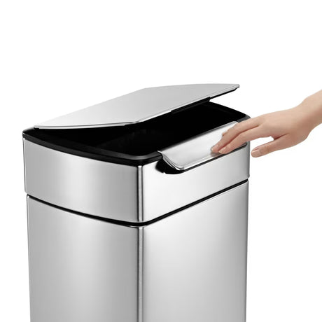 Sensorinis šiukšliųdėžė  Simplehuman Touch-bar bin matinio nerūdijančio plieno apdailos, siauro korpuso.