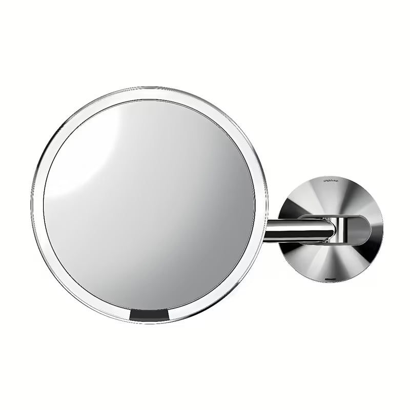 Sieninis kosmetinis veidrodėlis Simplehuman Wall su Tru-lux LED apšvietimu, blizgaus plieno apdaila.