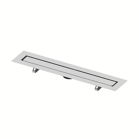 Nerūdijančio plieno dušo latakas Tece Drainline 120 cm su grotelėmis pro plytelių klijavimui, blizgios apdailos.