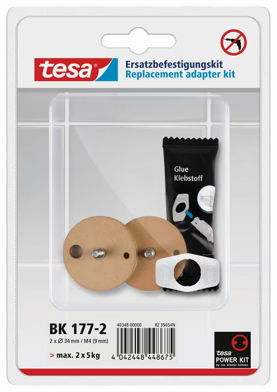 Atsarginiai klijuojami adapteriai tesa Power.Kit pro vonios aksesuarai montavimui be gręžimo, 2 vnt. rinkinys