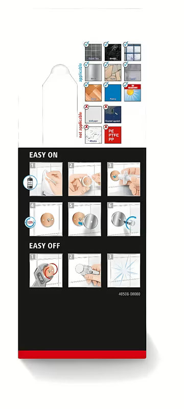 Matinės juodos spalvos dušo lentynėlė Tesa su klijuojamu tesa Power.Kit tvirtinimu be gręžimo