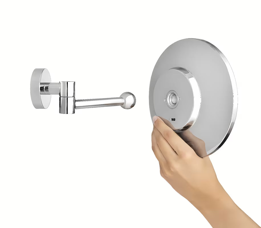 Chromuotas LED kosmetinis veidrodėlis Tesa Visioon su pasukama svirtimi ir 5x didinimu