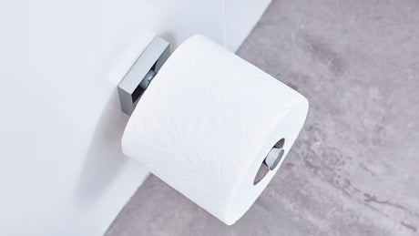 Chromuotas kvadratinis tualetinio popieriaus laikiklis Tesa Ekkro su lipniu tvirtinimu, be gręžimo