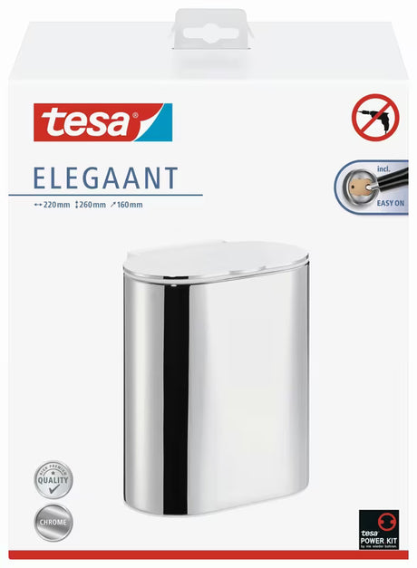 Chromuotas šiukšliųdėžė  Tesa Elegaant su dangčiu softclose ir tvirtinimu be gręžimo