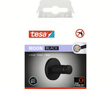 Matinės juodos spalvos kabliukas rankšluosčiams Tesa Moon Black su klijuojamu tvirtinimu Tesa Power.Kit be gręžimo