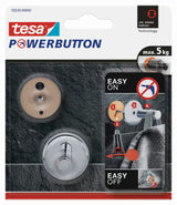 Chromuotas kabliukas Tesa powerbutton pro montavimas be gręžimo ant plytelių ir kitų lygių paviršių.
