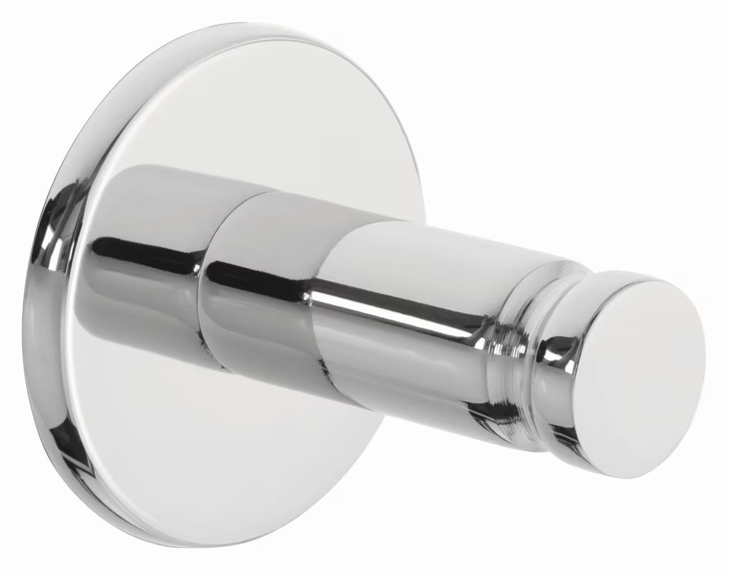 Chromuotas kabliukas Tesa powerbutton pro, montuojamas be gręžimo ant lygių paviršių, tinka vonios kambariui ir virtuvei.