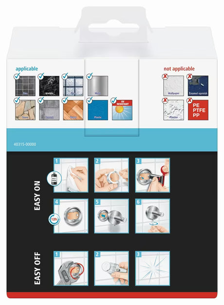 Blizgaus chromo tualetinio popieriaus laikiklis Tesa Smooz su Power.Kit tvirtinimu be gręžimo