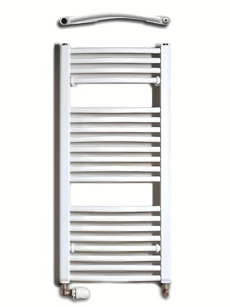 Baltas kombinuotas vamzdinis rankšluosčių džiovintuvas Thermal Trend KDO 45x98 cm vonios kambariui.