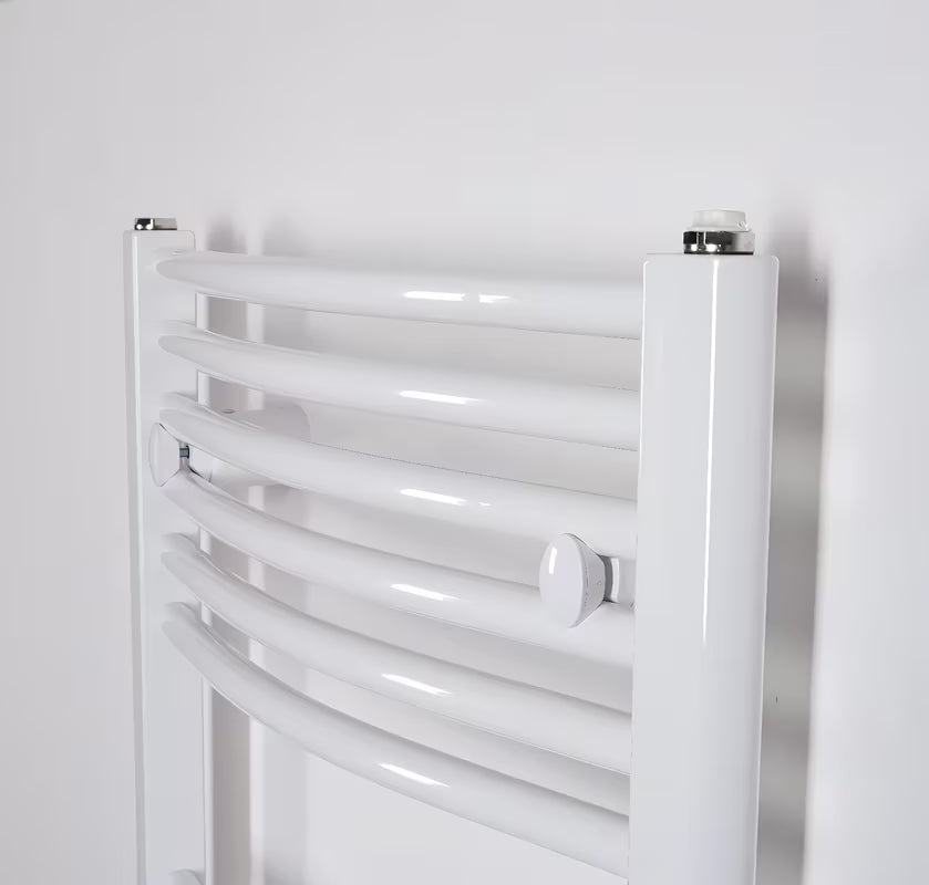 Kombinuotas vamzdinis vonios kambario rankšluosčių džiovintuvas Thermal Trend Kdo baltos spalvos, su centriniu prijungimu.